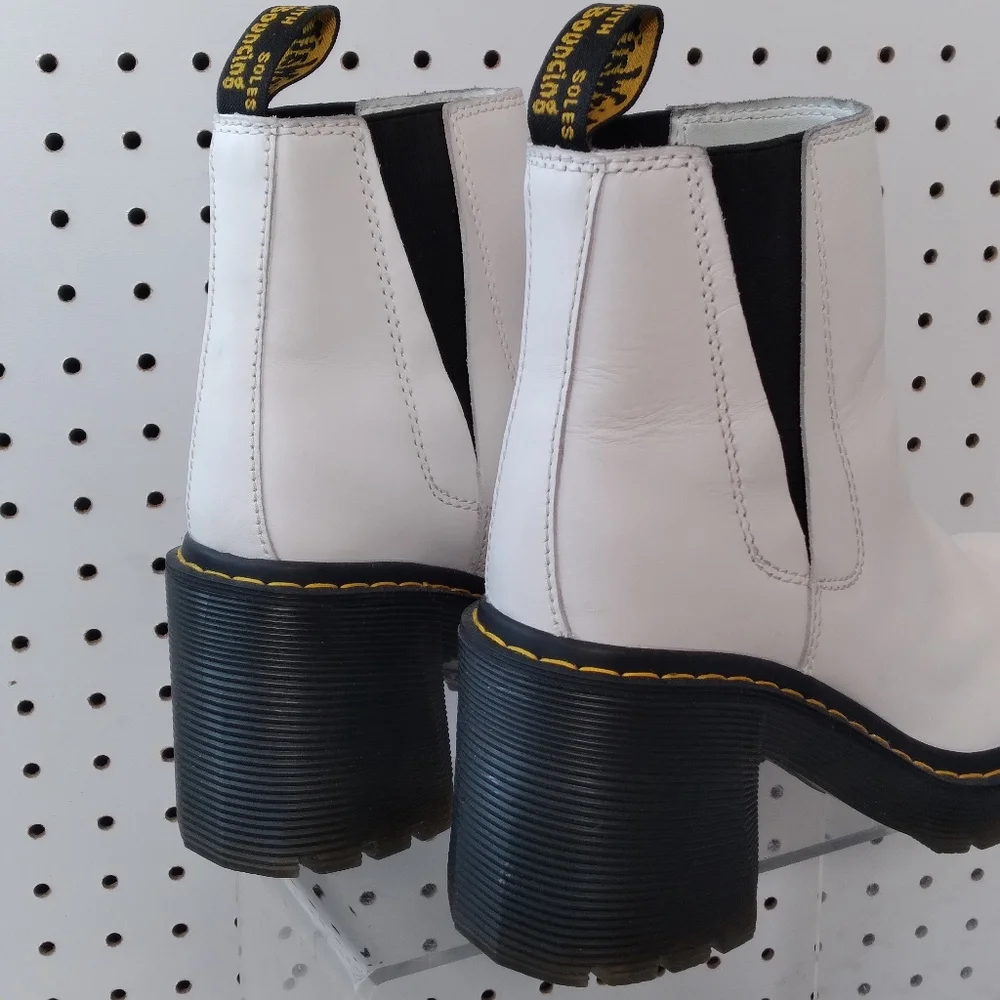 Dr. Martens White Ankle Boots with Black Soles - Picture 5 of 11